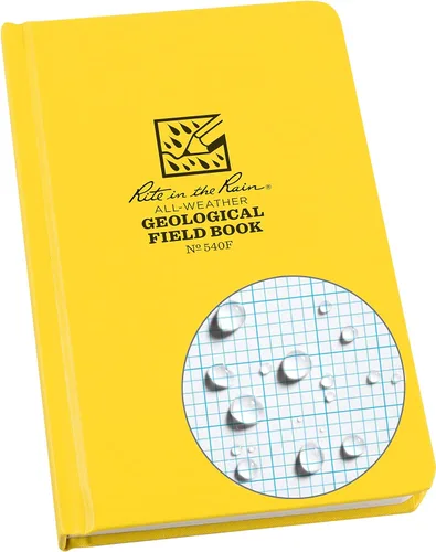 Rite in the Rain All-Weather, cuaderno de tapa dura, 4 3/4" X 7 1/2", tapa amarilla, patrón geológico (N°. 540F)