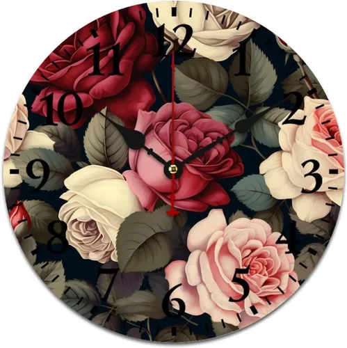 Vista 14 de Reloj de pared de madera de 10 pulgadas, acuarela, rústico, eucalipto, reloj de pared de madera rústica, cuarzo, sin tictac, número arábigo, hoja