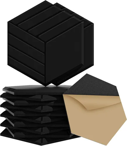 Vista 20 de Paquete de 56 Paneles de Espuma Acústica 1"x12"x12" Paneles de Pared Acústicos de Recuperación Rápida Paneles Reductores de Sonido de Alta