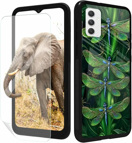 Vista 122 de for Samsung Galaxy A17 5G Phone Case 6.7" with Screen Protector Slim Tempered Glass Back Cover A Purple Cat Design Shockproof Protective Case for