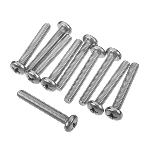 Vista 57 de MroMax 50 tornillos de máquina Phillips de cabeza plana M5 x 0.315 in, acero inoxidable 304 18-8, rosca completa, tornillos de cabeza cruzada gris