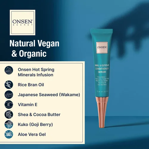 Vista 8 de Onsen Secret Kit completo de reinicio de uñas con aceite de cutícula de 0.3 fl oz, lima de uñas de grano 120/180 de doble cara, un bloque