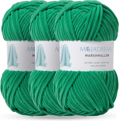 Vista 20 de 3PCS Hilo de Chenille de 3.5oz para Mantas Amigurumi: Hilo de Terciopelo Suave para Bebé Tejido y Ganchillo Voluminoso 5# Hilo 3 Madejas de 100g