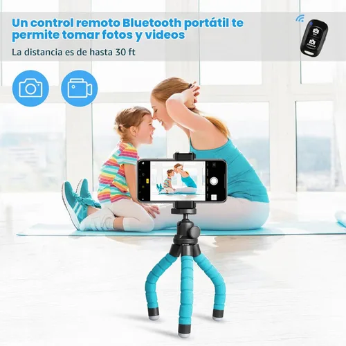 Vista 3 de UBeesize Trípode para teléfono, UBeesize Trípode para teléfono de 30 cm flexible con soporte para teléfono celular y obturador remoto inalámbrico