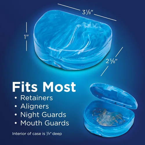 Vista 5 de Estuches de retención de ortodoncia de mármol Practicon, estuche alineador ortodóntico, soporte para protector bucal (paquete de 3) (Medianoche)