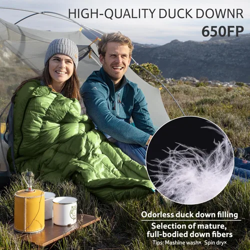 Vista 7 de Naturehike Ultralight Backpacking RDS Down Sleeping Bag for Adults, 650 Fill Power Sleeping Bag for 42/52℉, 20oz Compact Lightweight Sleeping Bags