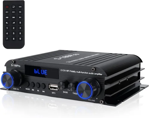 Vista 8 de Amplificador estéreo de audio para el hogar de 1000 W, amplificador Bluetooth 5.3 para dos altavoces de 50 W x2 de aproximadamente 8 pulgadas
