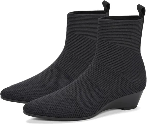 Vista 11 de Women's Ankle Boots Comfortable Pointed Toe Breathable Sock Knit Low Heel Fall Work Office Booties