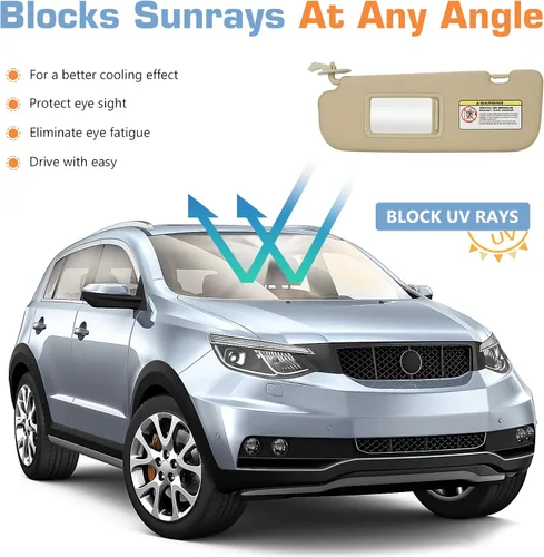Vista 4 de Visera solar para el lado izquierdo del conductor y del pasajero derecho sin luz para Hyundai Elantra 2011 2012 2013 2014 2015, repuesto
