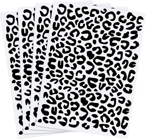 Zonon 4 plantillas de piel de leopardo reutilizables con diseño de guepardo para álbumes de recortes, dibujo, dibujo, bricolaje, pasteles, muebles,