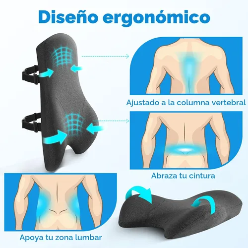 Vista 8 de Teemour Almohada de apoyo lumbar para automóvil, camión, accesorios de espuma viscoelástica, cojín de respaldo para asiento de conducción, soporte