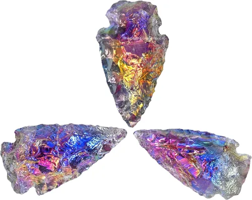 Vista 27 de Amazing Gemstone Punta de flecha de cuarzo Aura de Titanio, cristal y piedra curativa, cabeza de flecha de roca pedernal – 2 a 3 puntas de flecha
