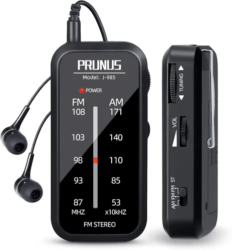 Radio de bolsillo Mini AM FM Radio estéreo portátil con pilas, incluye auriculares, con clip trasero e indicador de señal, funciona con pilas AAA