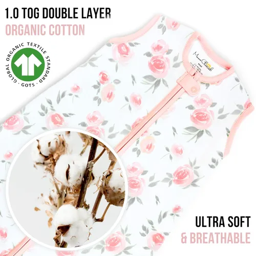 Vista 132 de Mama Cheetah Saco de dormir para bebé de 0.5 TOG, Manta portátil de algodón orgánico para bebé con cremallera bidireccional, Saco de dormir