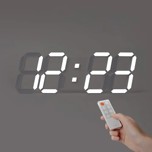 Vista 13 de mooas 3D Pure Slim M LED reloj, 11,8" reloj digital LED multifunción 11.8" Slim M Reloj de pared blanco con control remoto