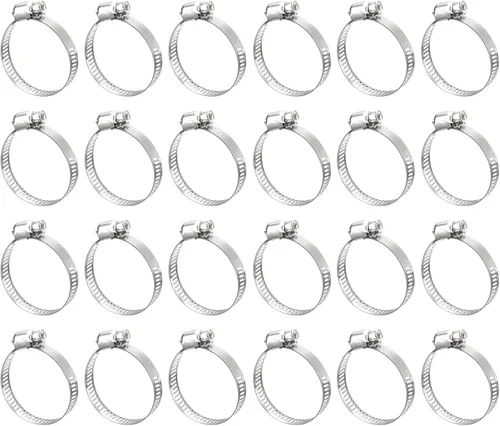 Vista 9 de uxcell Abrazadera de manguera de engranaje helicoidal, 12 abrazaderas de manguera de acero inoxidable ajustables de 1 a 1 1/2 pulgadas para asegurar