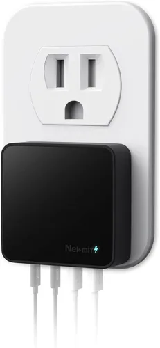 Nekmit Cargador USB C, cargador de pared plano rápido y delgado de 52 W de 4 puertos con dos Power Delivery de 20 W y 2 puertos USB para iPhone