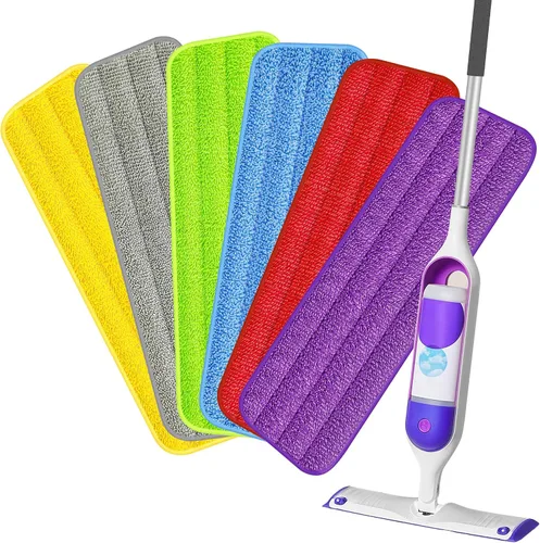 HOMTOYOU Almohadillas reutilizables para mopa Swiffer PowerMop: 6 repuestos de almohadillas de microfibra para limpieza de suelos multisuperficie,