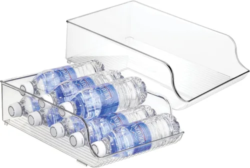 Vista 10 de Organizador de botellas de agua iDesign para refrigerador o despensa - Transparente - Fabricado en EE. UU