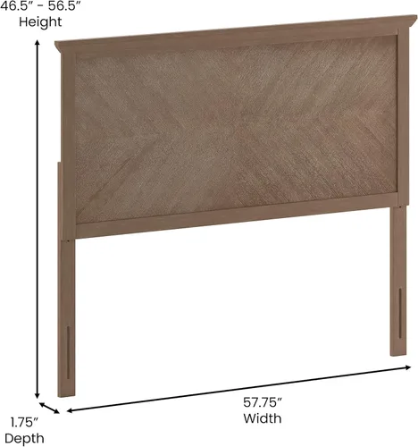 Vista 38 de Merrick Lane Marta - Cabecera de madera tamaño Queen, cabecero ajustable con patrón de espiga en color gris lavado