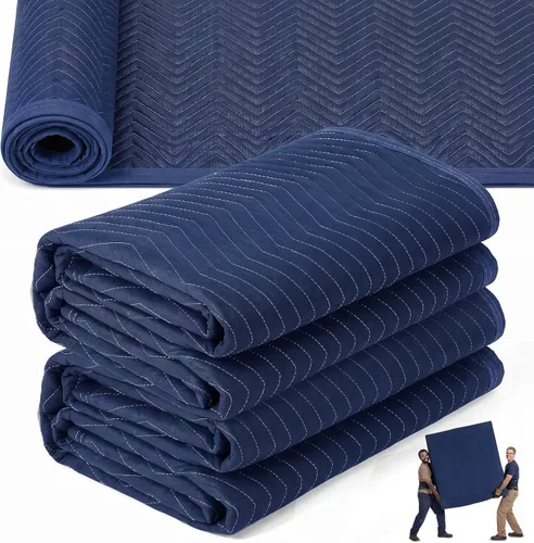 Vista 12 de Peryiter Paquete de 2 mantas móviles extra grandes de 96 x 80 pulgadas, almohadillas de mudanza resistentes de 4.4 libras y mantas de embalaje Negro