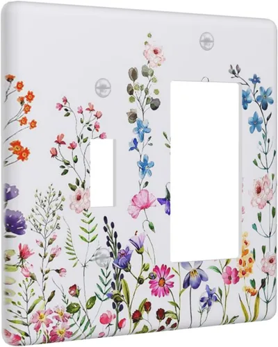 Vista 81 de Placa de Interruptor de Luz de Palanca Única Abstracta en Negro, Blanco y Gris, Cubierta de Tomacorriente, Placa de Pared Decorativa de Un