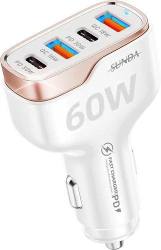 Vista 20 de Cargador de coche USB-C de 6 puertos, 123 W rápido, PD 45 W compatible con iPhone16/Galaxy/Samsung S24, adaptador de encendedor de cigarrillos