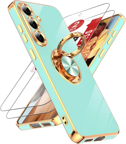 Vista 70 de LeYi para Funda de Teléfono Samsung Galaxy A13-5G: Protector de Pantalla de Vidrio Templado, Soporte Magnético Giratório de Anillo 360°, Borde Negro