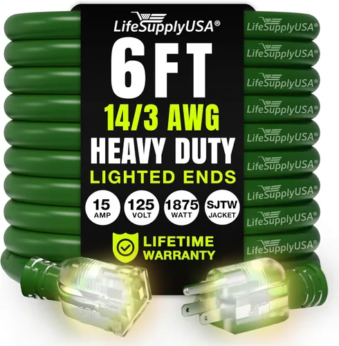 Vista 121 de Cable de extensión de 3 pies para interiores y exteriores 10/3 calibre Ultra resistente de 3 puntas SJTW, impermeable, cable de alimentación