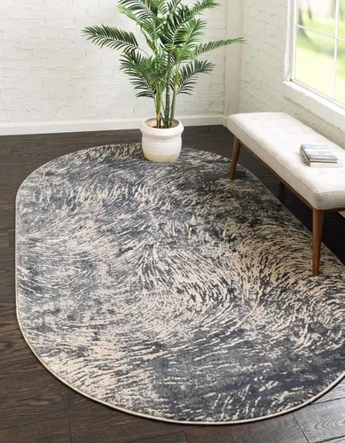 Vista 17 de Unique Loom Oasis Collection - Alfombra de área moderna, de pelo alto y bajo, envejecida, vintage, abstracta (2' 0 x 3' 0, rectangular, azul/gris)