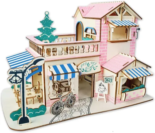 Vista 9 de Rompecabezas 3D de casa de muñecas para niños, rompecabezas 3D de casa de muñecas para niñas, juguetes educativos de papel para juegos, Navidad