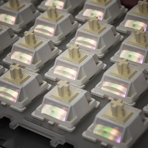 Vista 7 de Interruptores de teclado Gateron Cream, interruptores táctiles pre-lubricados RGB de doble etapa con resorte de 5 pines, completos de POM con poste