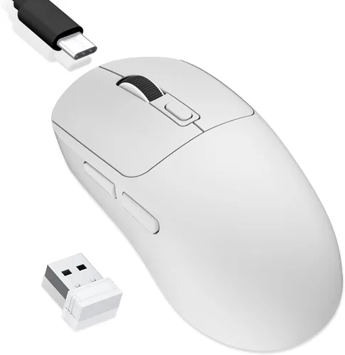 Vista 8 de MELOGAGA Ratón inalámbrico para juegos, 2.4G/Bluetooth 5.4/USB-C 3 modos alámbrico/inalámbrico ratones para juegos con 8 DPI ajustables, ratón