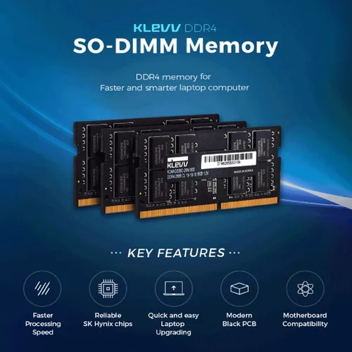 Vista 2 de KLEVV DDR4 8GB (1x8GB) 3200MHz CL22 1.2V SODIMM Laptop Ram Memory SK Hynix Chip (KD48GS880-32N220A)