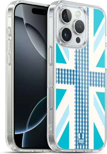 Vista 326 de Head Case Designs Blue Gingham Union Jack Collection - Funda de gel suave compatible con Apple iPhone 7 Plus/iPhone 8 Plus