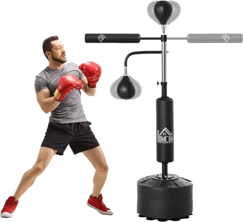 Soozier 4-in-1 Punching Bag for Adults, Freestanding Boxing Bag with 2 Speed Bag, Boxing Training Equipment with 360° Relax Bar, Reflex Bag,