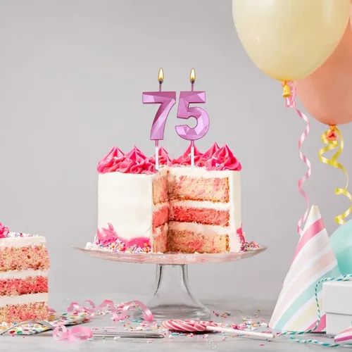 Vista 7 de Velas de cumpleaños número 29 y 92 para pastel, velas doradas con forma de diamante 3D con forma de diamante, decoraciones de cumpleaños