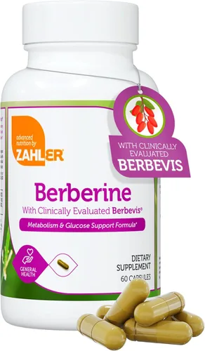 Vista 9 de Zahler Berberina con Berbevis clínicamente evaluada, fórmula de apoyo para metabolismo y glucos, 60 cápsulas.