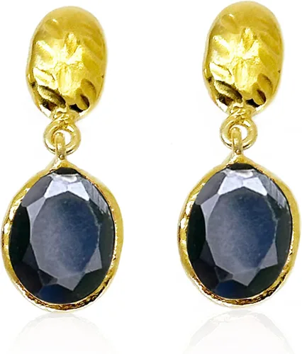 Aretes colgantes de piedra verde auténtica, cuarzo ónix-calcedonia, aretes de poste trasero, plata de ley 925 chapada en oro amarillo de 18