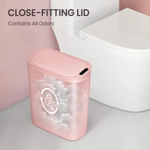 Vista 4 de Cesun Cubo de basura automático con sensor de movimiento para baño con tapa, cubo de basura sin contacto de 2.6 galones, cubo de basura delgado