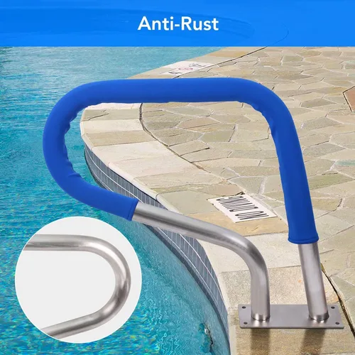 Vista 5 de Barandilla para piscina, barandilla de escalera de acero inoxidable 304 a prueba de óxido, capacidad de carga de 250 libras, barandilla para piscina