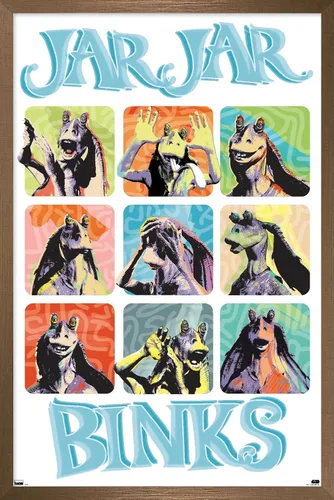 Vista 14 de Trends International Star Wars: The Phantom Menace - Jar Jar Binks Grid - Póster de pared, 22.4 pulgadas de largo x 14.7 pulgadas, versión enmarcada