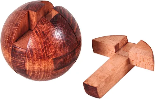 Vista 2 de Rompecabezas de madera para el cerebro, rompecabezas de madera grande hecho a mano, bola mágica, juguete de inteligencia, juegos de inteligencia