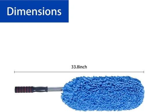 Vista 2 de Ajxn Juego de 1 plumero para automóvil, mango extensible exterior para automóvil, removedor de arañazos, cepillos grandes y pequeños, elimina