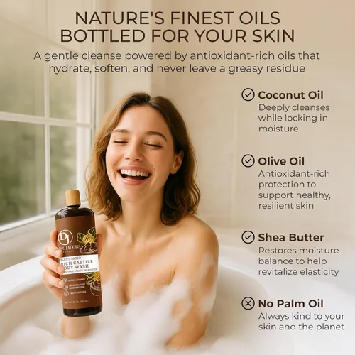 Vista 3 de Dr. Jacobs Naturals - Jabón líquido de Castilla puro, manteca de karité, jabón a base de plantas infundido con vitamina E y aloe vera para hidratar