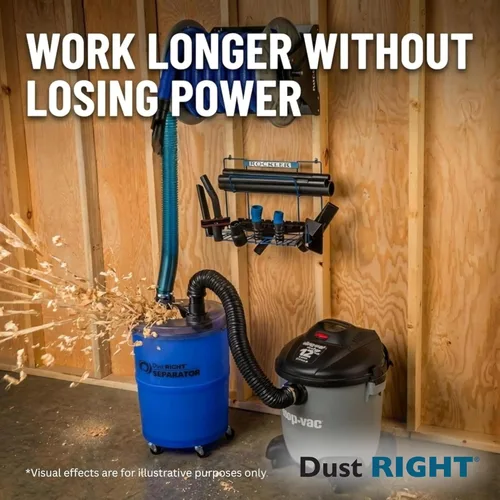 Vista 5 de Dust Right Separador de polvo + manguera Flex-Form de 36 pulgadas, colector de polvo ciclón que separa aserrín, astillas de madera, desechos y más