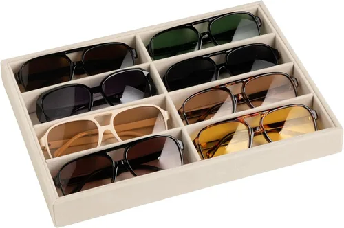 Frebeauty Sunglass Organizer,Velvet Glasses Organizer,8-Slot Sunglasses Tray for Drawer, Men'sWomen's Sunglasses Box