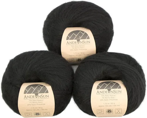 Vista 7 de Juego de 3 hilos de lana merino de alpaca bebé [426 yardas en total] gris claro, #4 peinado