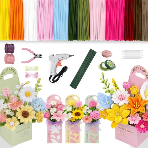 Kit completo de limpieza de tuberías: 1000 piezas de limpiadores de tuberías gruesos a granel, juego de 12 colores vibrantes para manualidades con