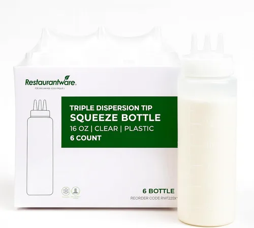 Vista 25 de Botellas exprimibles de condimentos de 12 onzas, 6 botellas exprimibles con puntas de triple dispersión – Botellas pequeñas, flexibles y de plástico